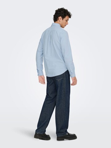 Only & Sons Comfort fit Button Up Shirt 'Gaton' in Blue