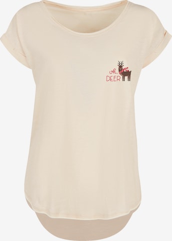 T-shirt 'Christmas Deer' F4NT4STIC en beige : devant