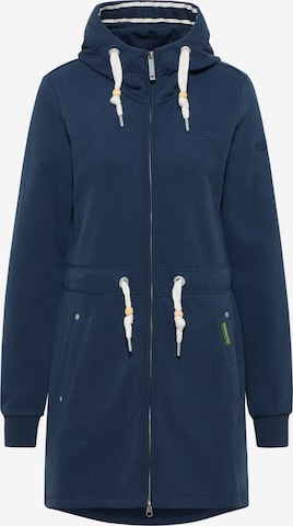 Schmuddelwedda Zip-Up Hoodie in Blue: front