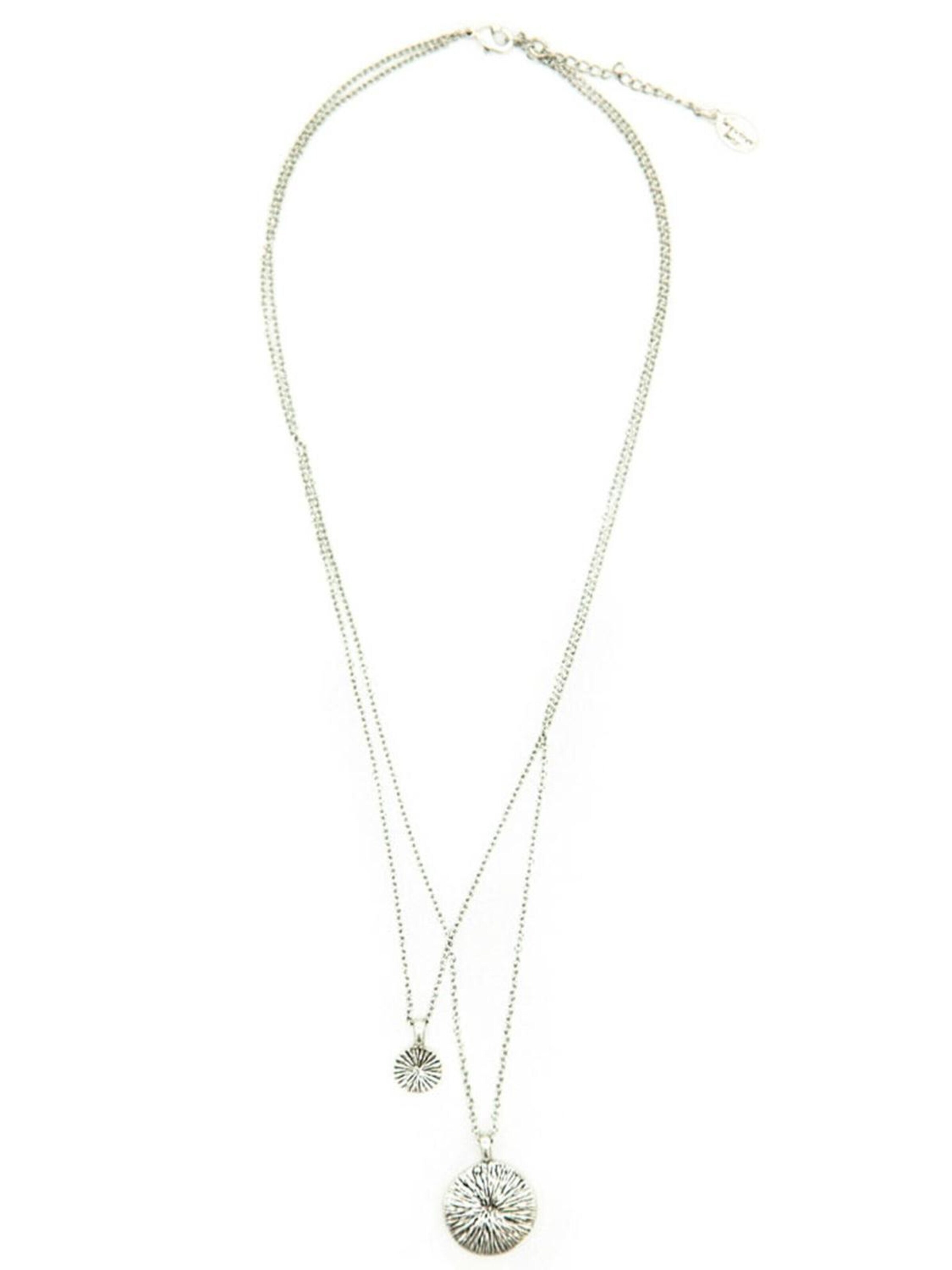 Sergio Engel Necklace 'Shine Kette 03 Layerkette mit zwei geprägten Anhängern in Antikveredlung' in Silver: front