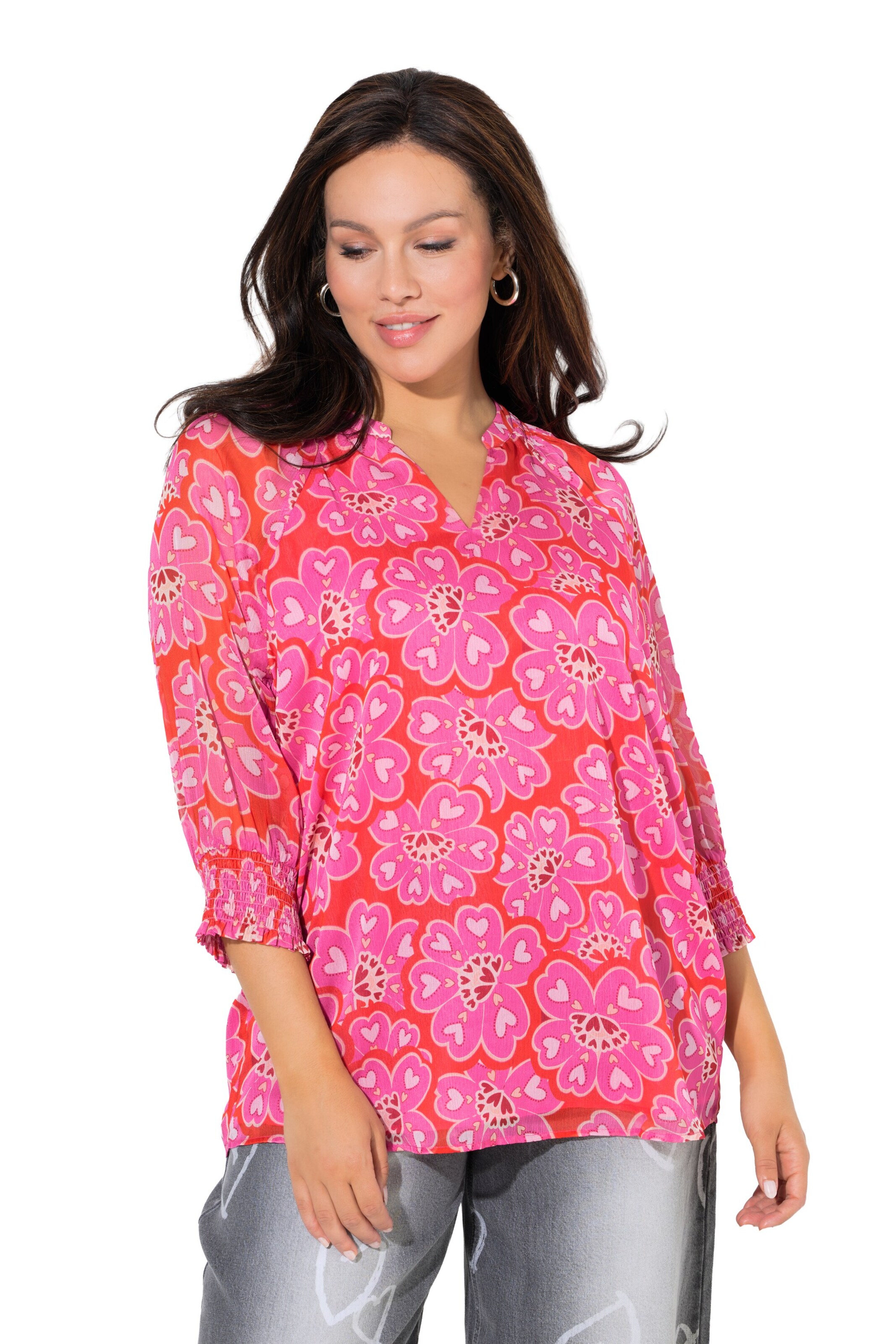 Ulla Popken Blouse in Roze: voorkant