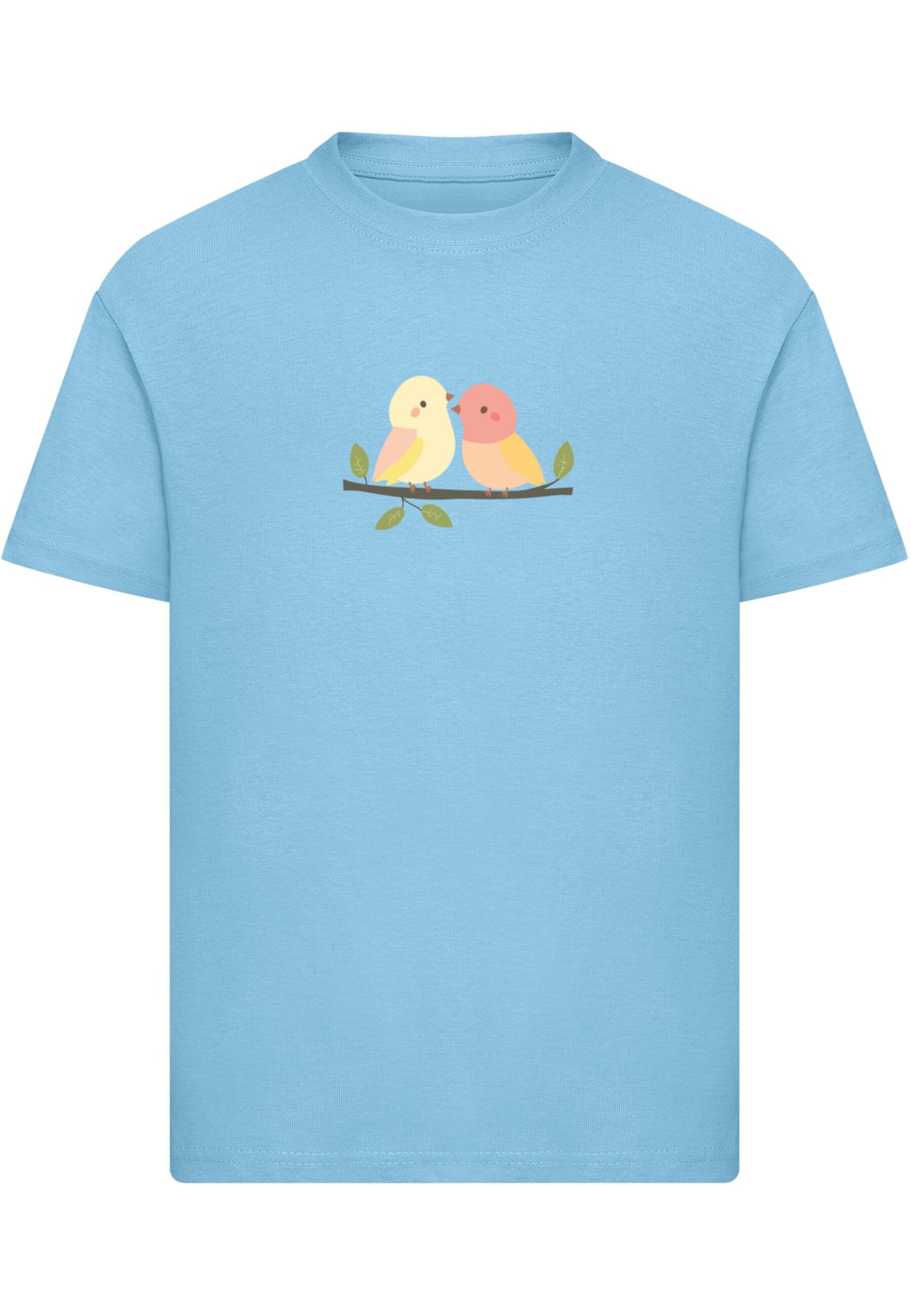 Merchcode T-Shirt 'Sweet Tweets' in Blau: Vorderseite