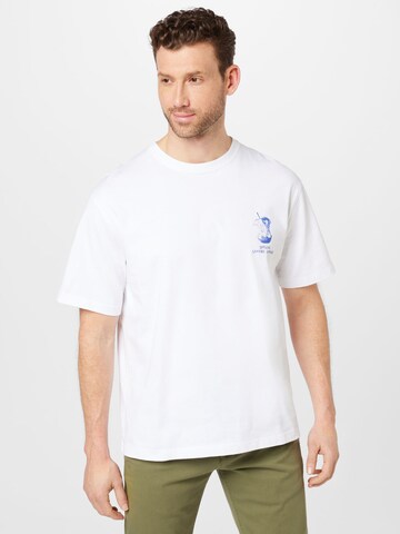 Samsøe Samsøe T-shirt 'GONE FISHING' i vit: framsida