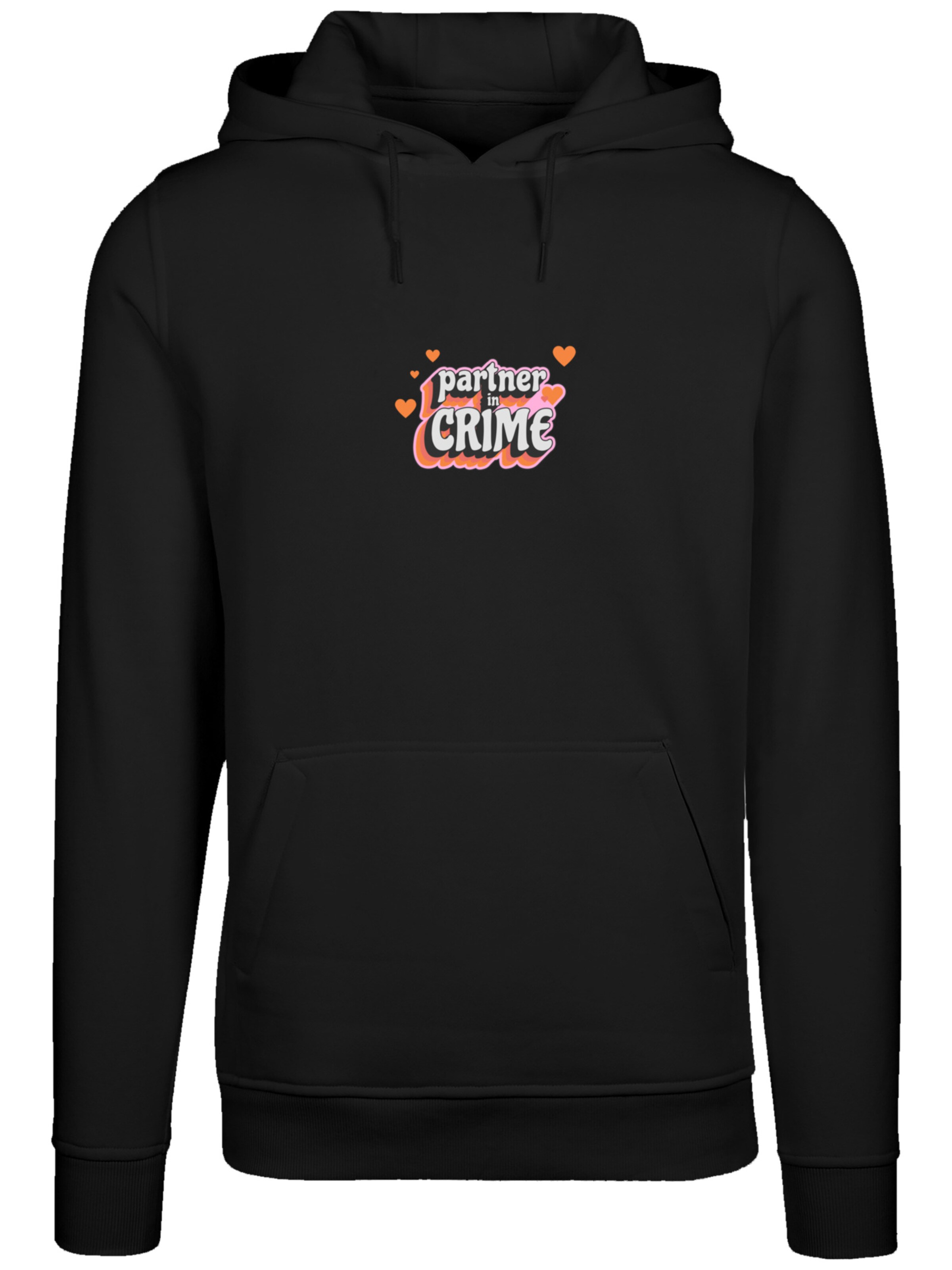 F4NT4STIC Sweatshirt 'Partner In Crime Valentinstag' in Schwarz: Vorderseite