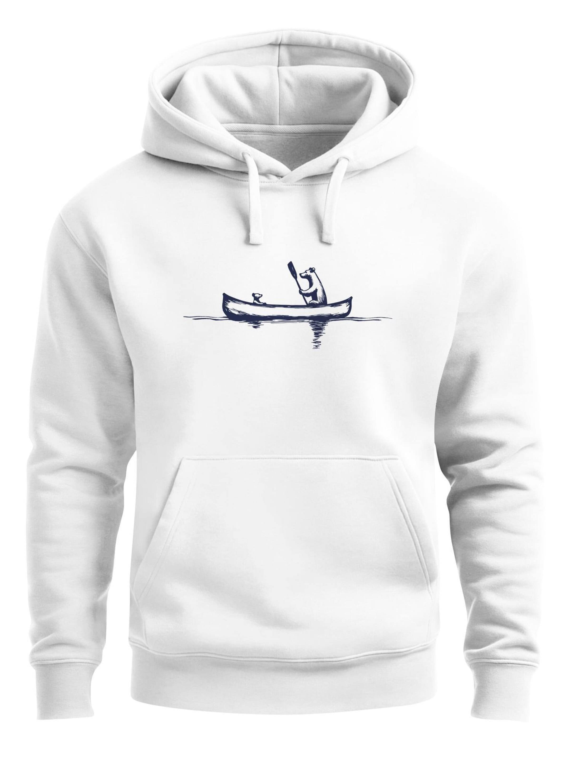 Neverless Sweatshirt 'Bär Kanu' in White: front