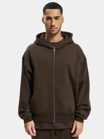DEF Zip-Up Hoodie in Brown: front