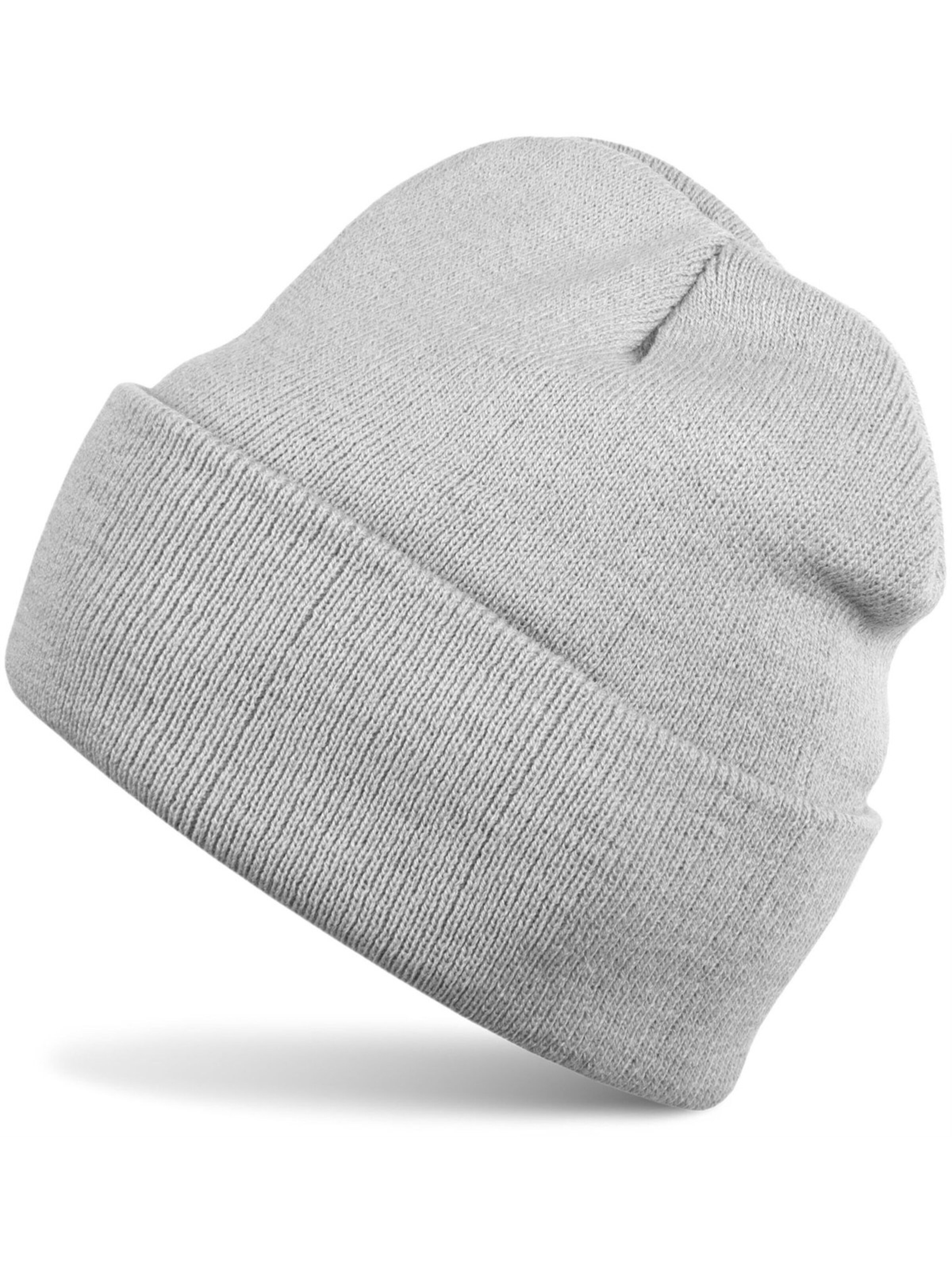 styleBREAKER Beanie 'Kinder Strickmütze mit Krempe' in Grey: front