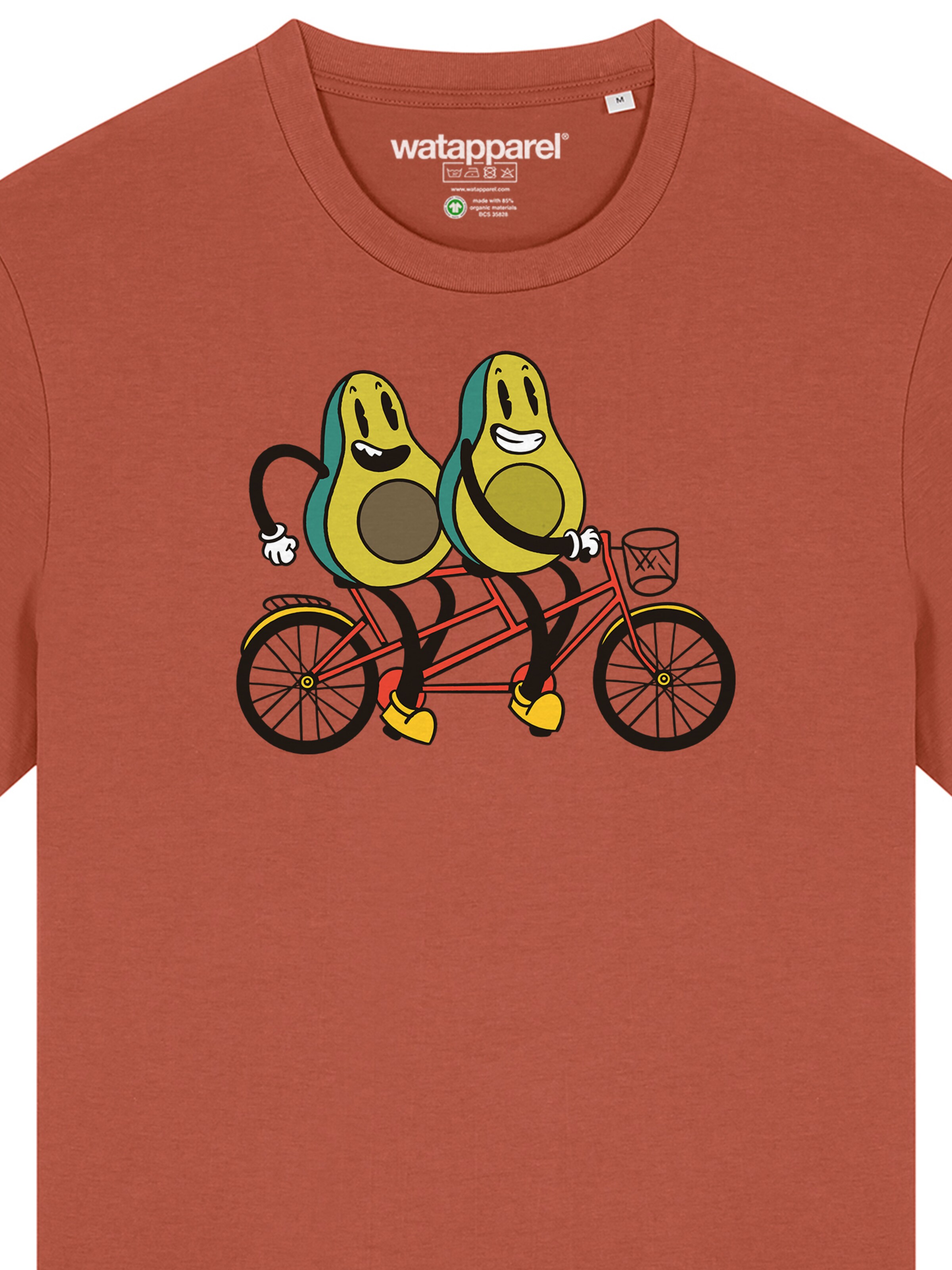 Watapparel T-Shirt 'Avocado Fahrrad' in Braun
