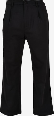 Urban Classics Regular Pleat-Front Pants in Black: front