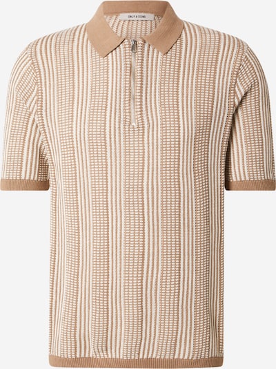 Megztinis 'ONSKETIL' iš Only & Sons, spalva – tamsi smėlio / balta, Prekių apžvalga