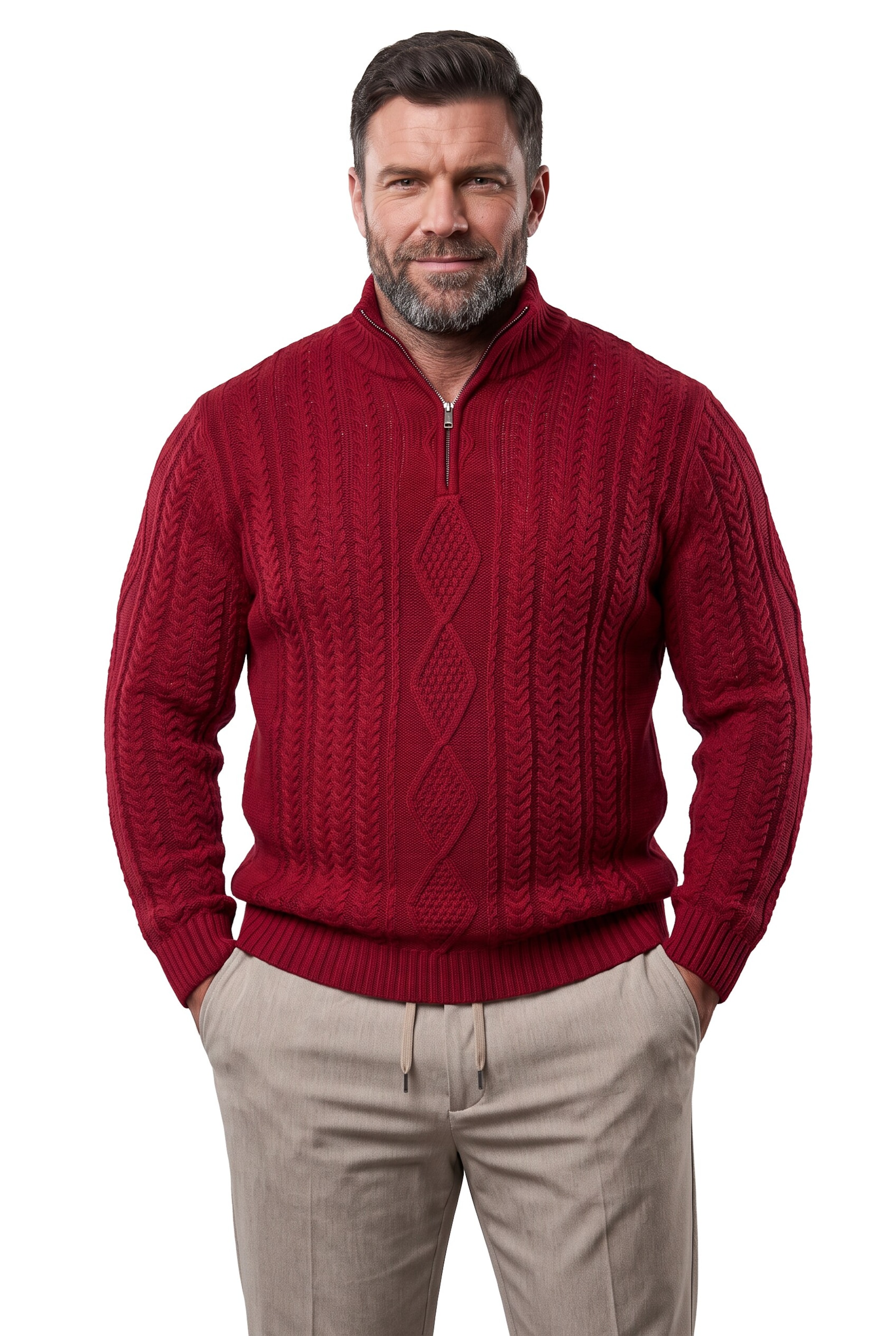 Men Plus Pullover in Rot: Vorderseite
