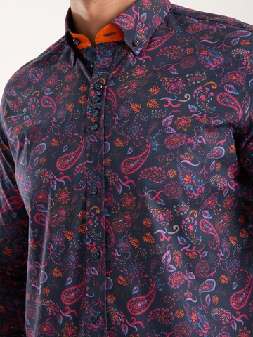 Slim fit Camicia business 'Donatello Iconic Poplin Stretch Man Shirt Blue Pink' di 7Camicie in blu