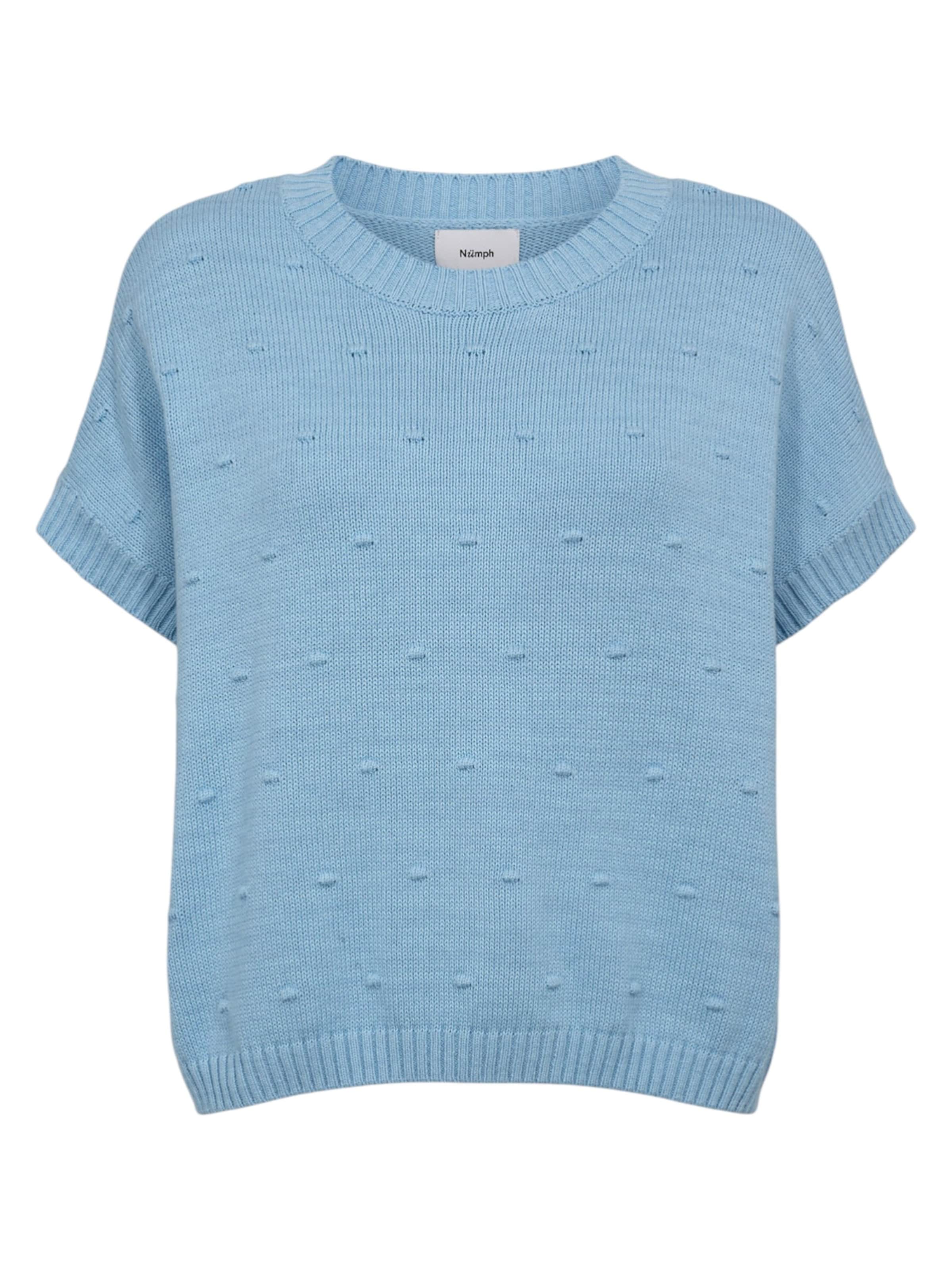 NÜMPH Strickpullover mit Halbarm 'NULISANA PULLOVER' in Blau: Vorderseite
