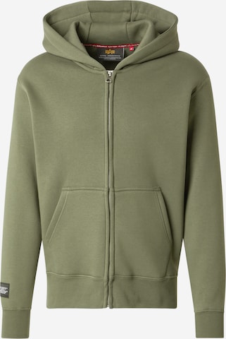 ALPHA INDUSTRIES Кофта на молнии в Зеленый: спереди