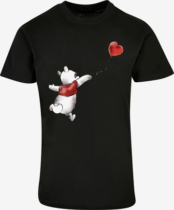 ABSOLUTE CULT Shirt 'Winnie The Pooh - Balloon' in Zwart: voorkant