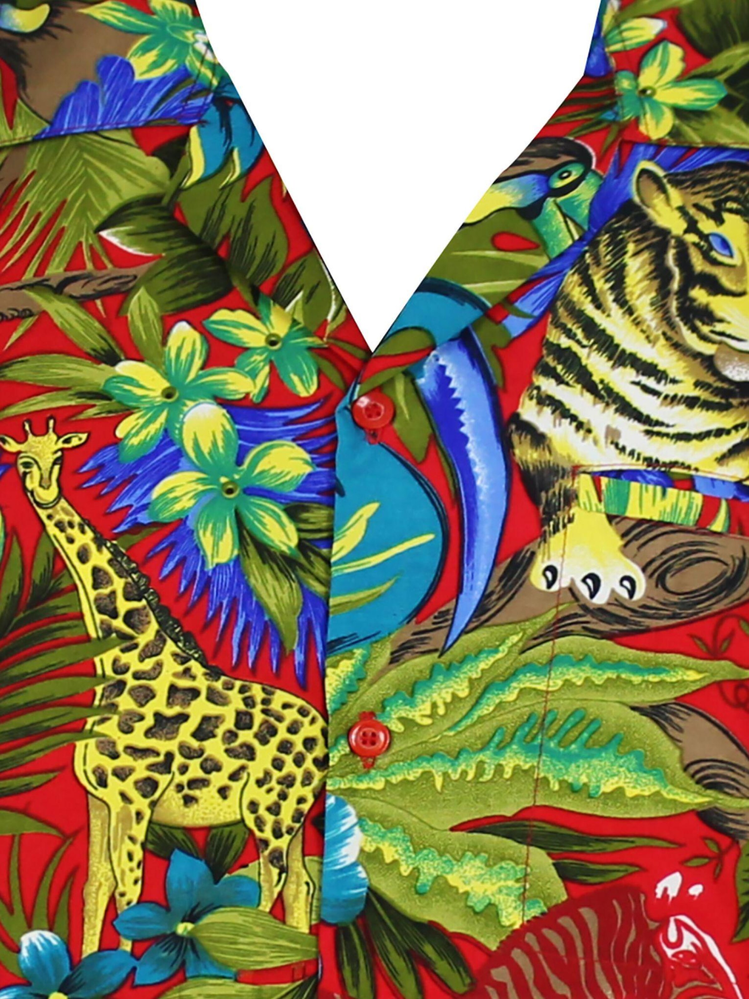 King Kameha Shirt 'Jungle'‌‌‌‌ in Rot