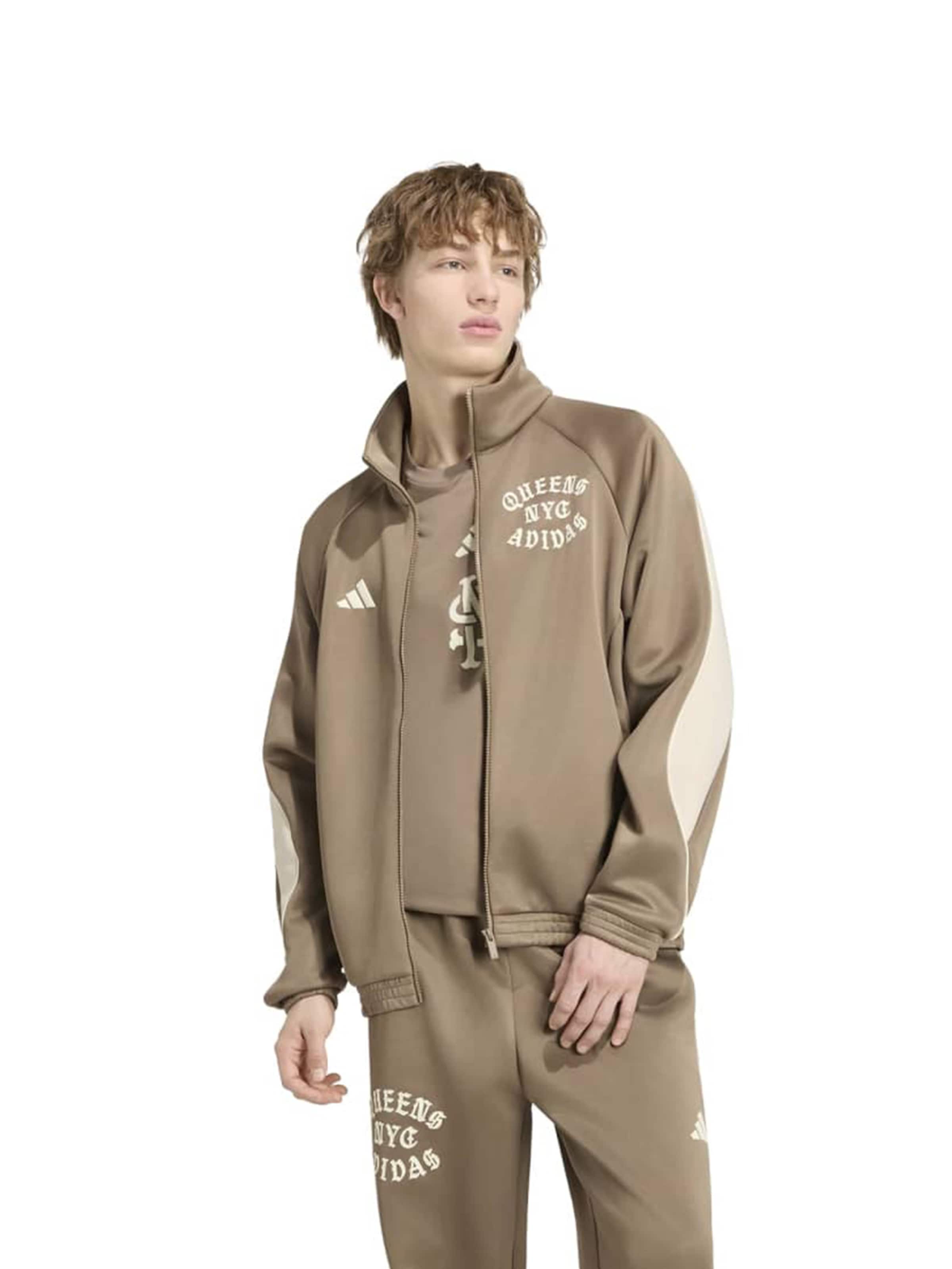 ADIDAS SPORTSWEAR - Sudadera con cremallera deportiva 'Adidas x MARVEL SPIDER-MAN' en beige: frente