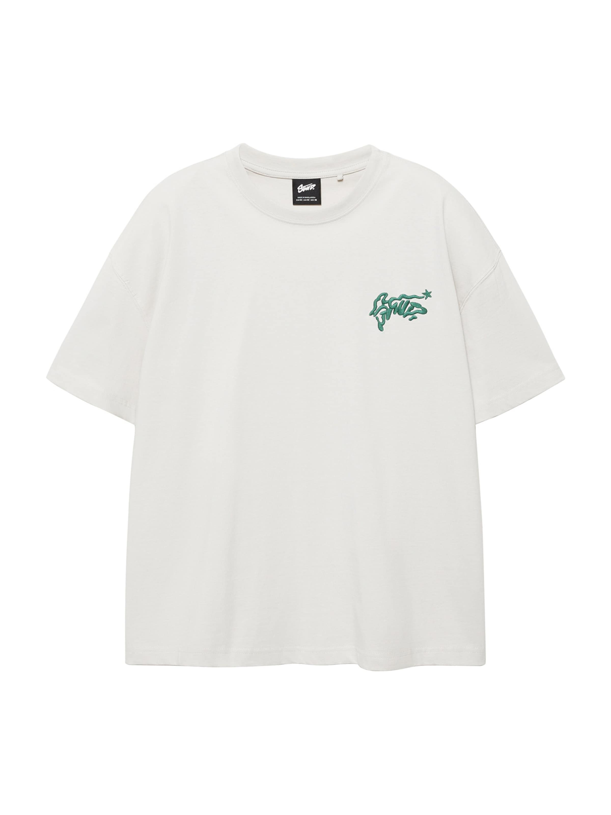 Pull&Bear Tričko 'STWD COMMUNITY' - krémová / smaragdová / černá, Produkt