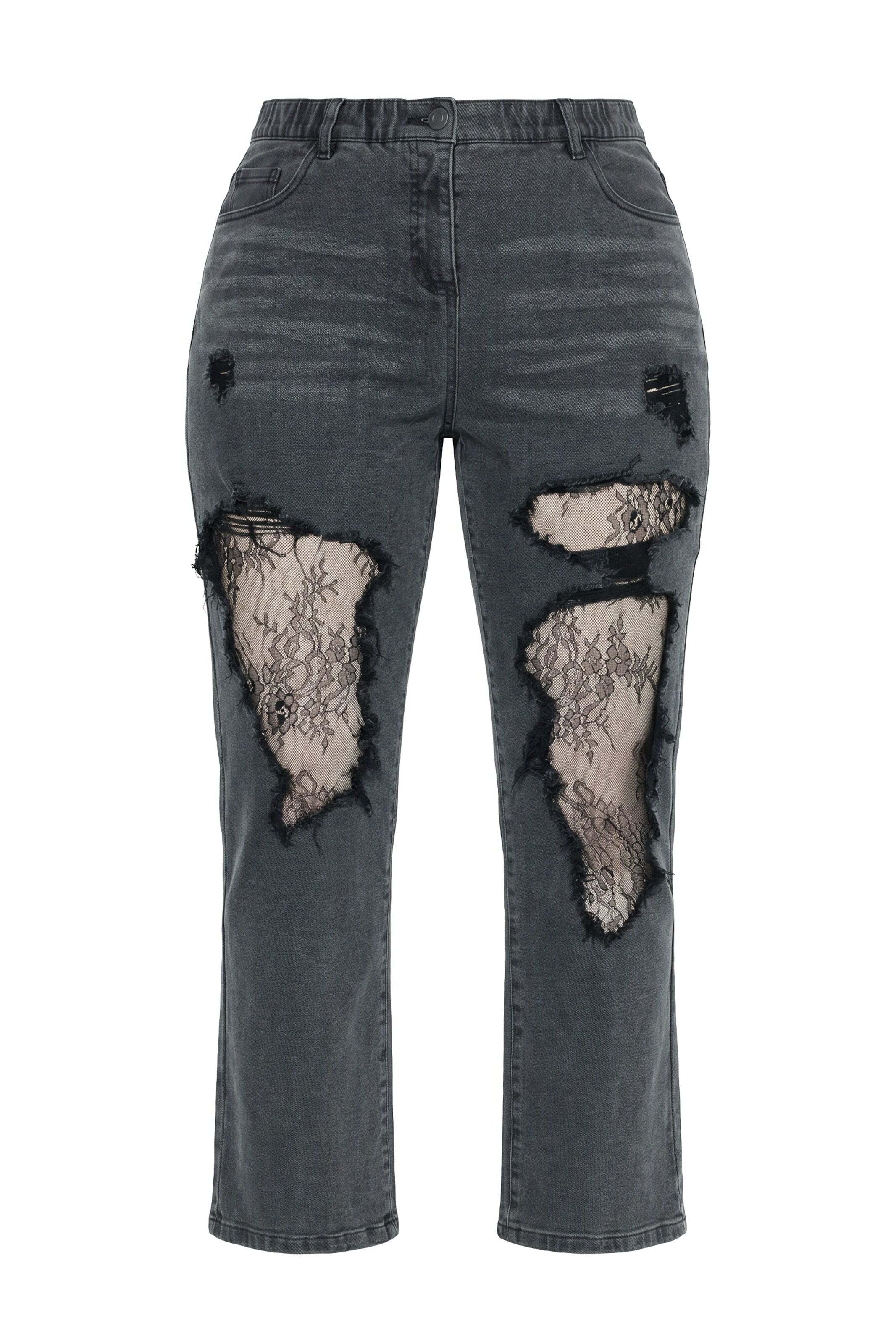 Ulla Popken Regular Jeans in Grijs: voorkant