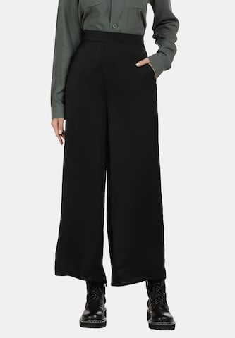 DreiMaster Vintage Široke hlačnice Hlače | črna barva: sprednja stran