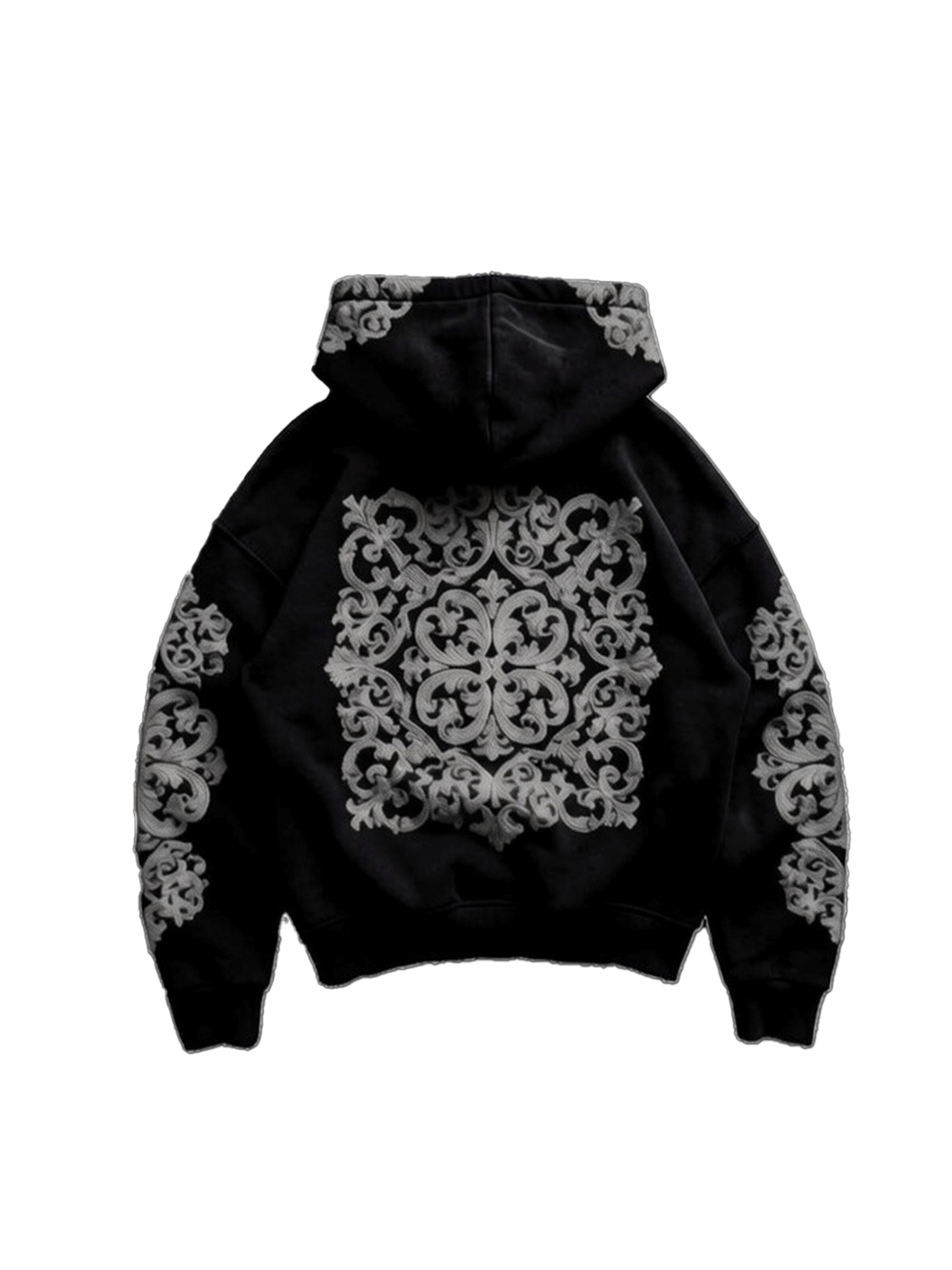 Kleidermafia Sweatshirt 'Oversize Carpet Pattern Hoodie - Black and Anthracite' in Black, Item view