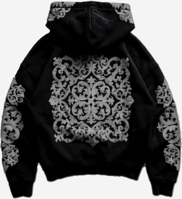 Sweat-shirt 'Oversize Carpet Pattern Hoodie - Black and Anthracite' Kleidermafia en noir : devant
