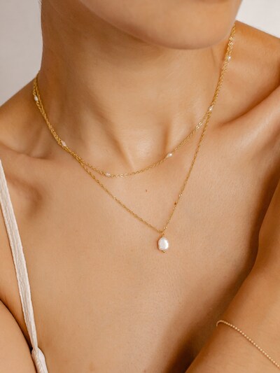 Hey Happiness Kette 'Perlen Duo'‌ in gold, Produktansicht