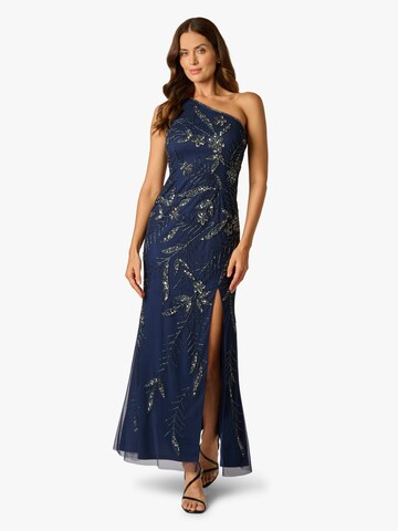 Adrianna Papell Avondjurk 'Bead Mesh Long Dress' in Blauw: voorkant