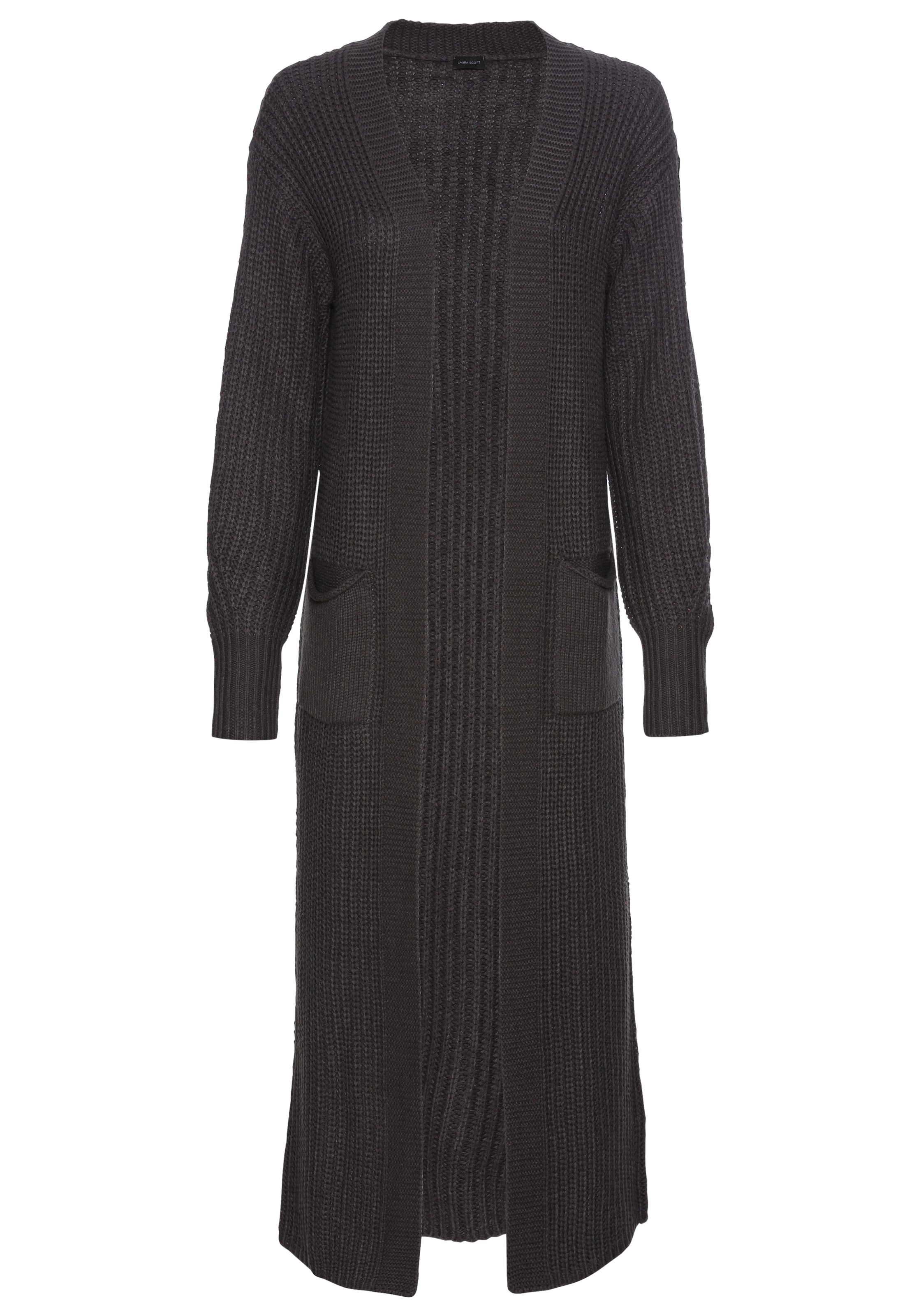 LAURA SCOTT Knit Cardigan in Grey: front