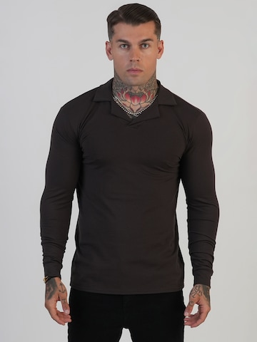 T-Shirt SikSilk en marron : devant