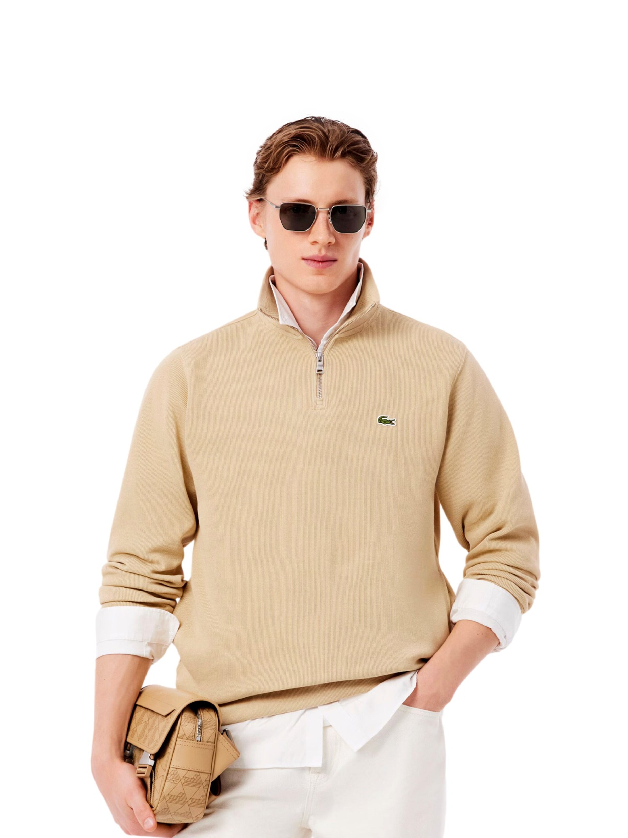 LACOSTE Sweatshirt in Beige: voorkant