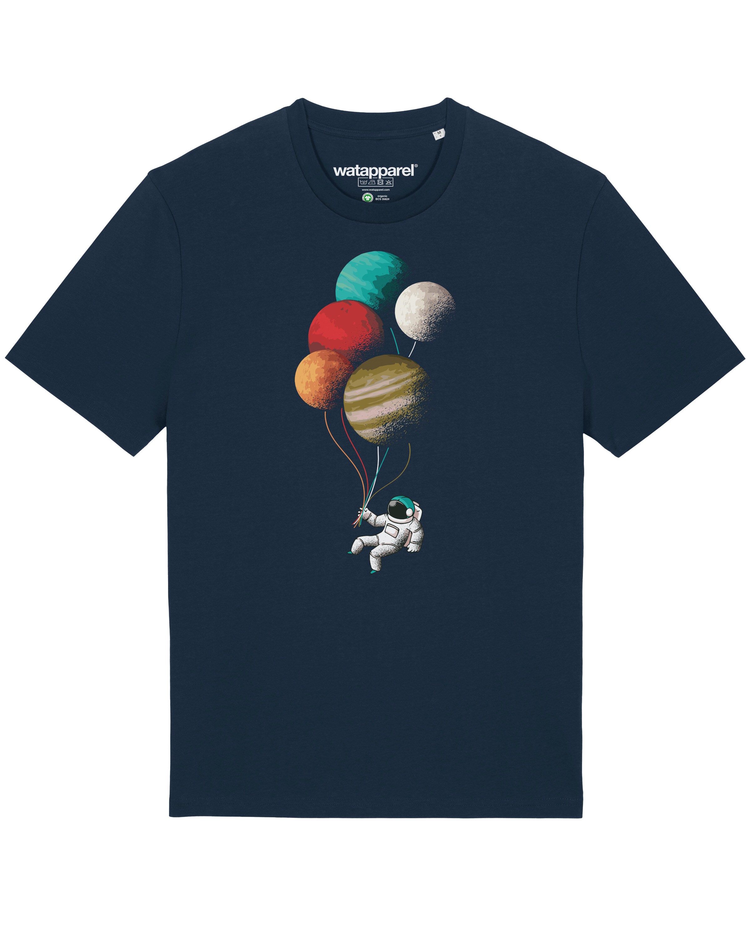 Maglietta 'Balloon Spaceman' di Watapparel in blu: frontale
