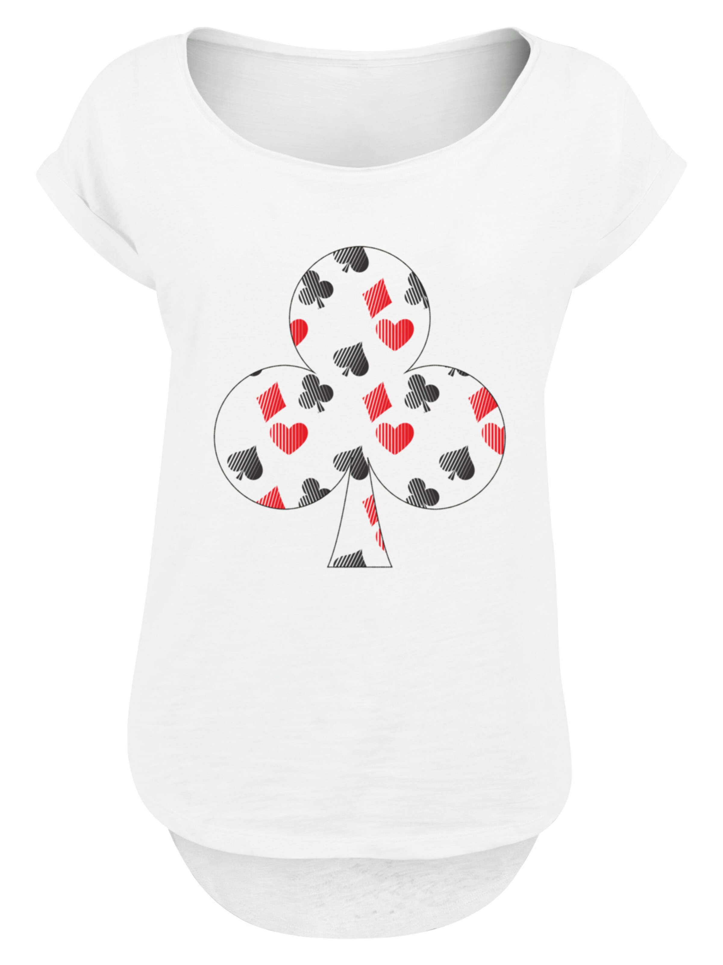 F4NT4STIC Shirt 'Kartenspiel Kreuz Herz Karo Pik Poker' in rot / schwarz / weiß, Produktansicht