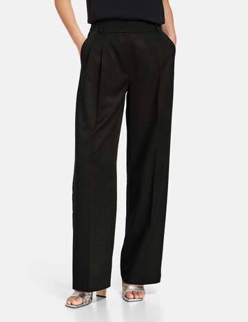 TAIFUN Wide leg Pleat-Front Pants in Black: front