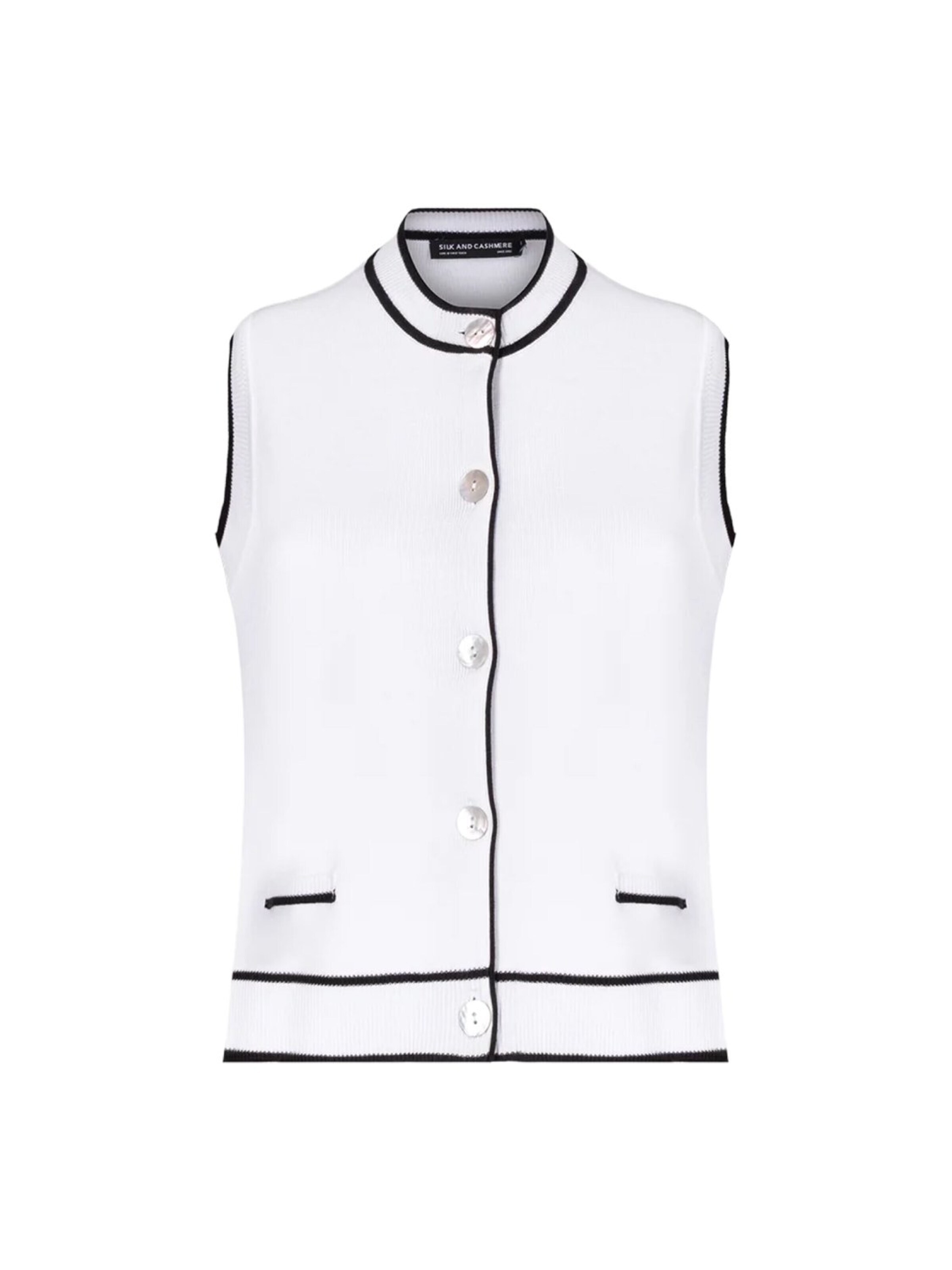 SILK & CASHMERE Knitted vest in White: front