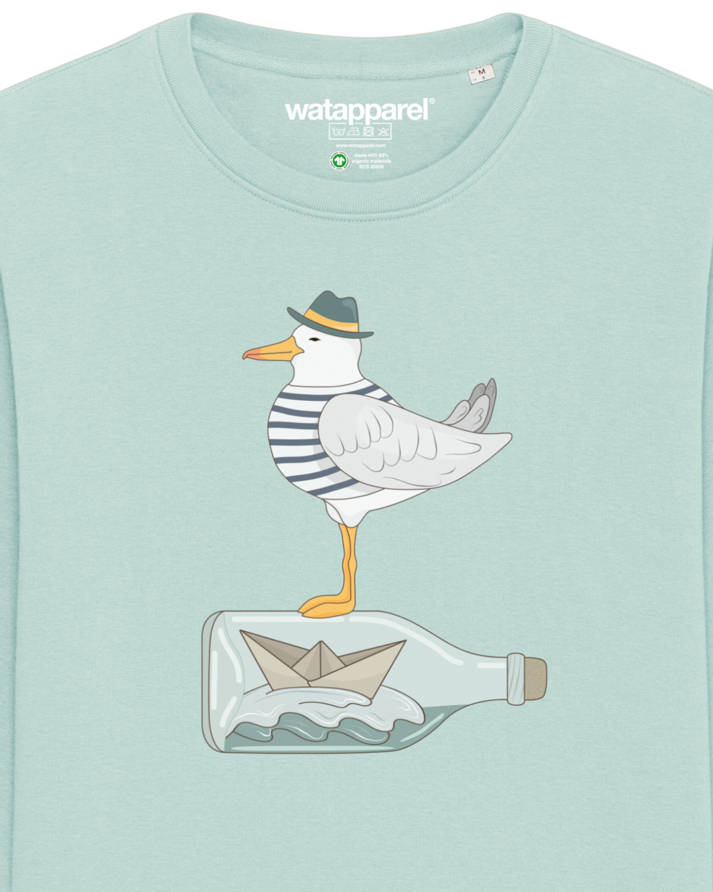 Sweat-shirt ' Möwe mit Hut ' Watapparel en bleu