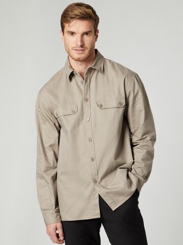 ABOUT YOU x Kevin Trapp Regular fit Button Up Shirt 'Jeremias' in Beige: front