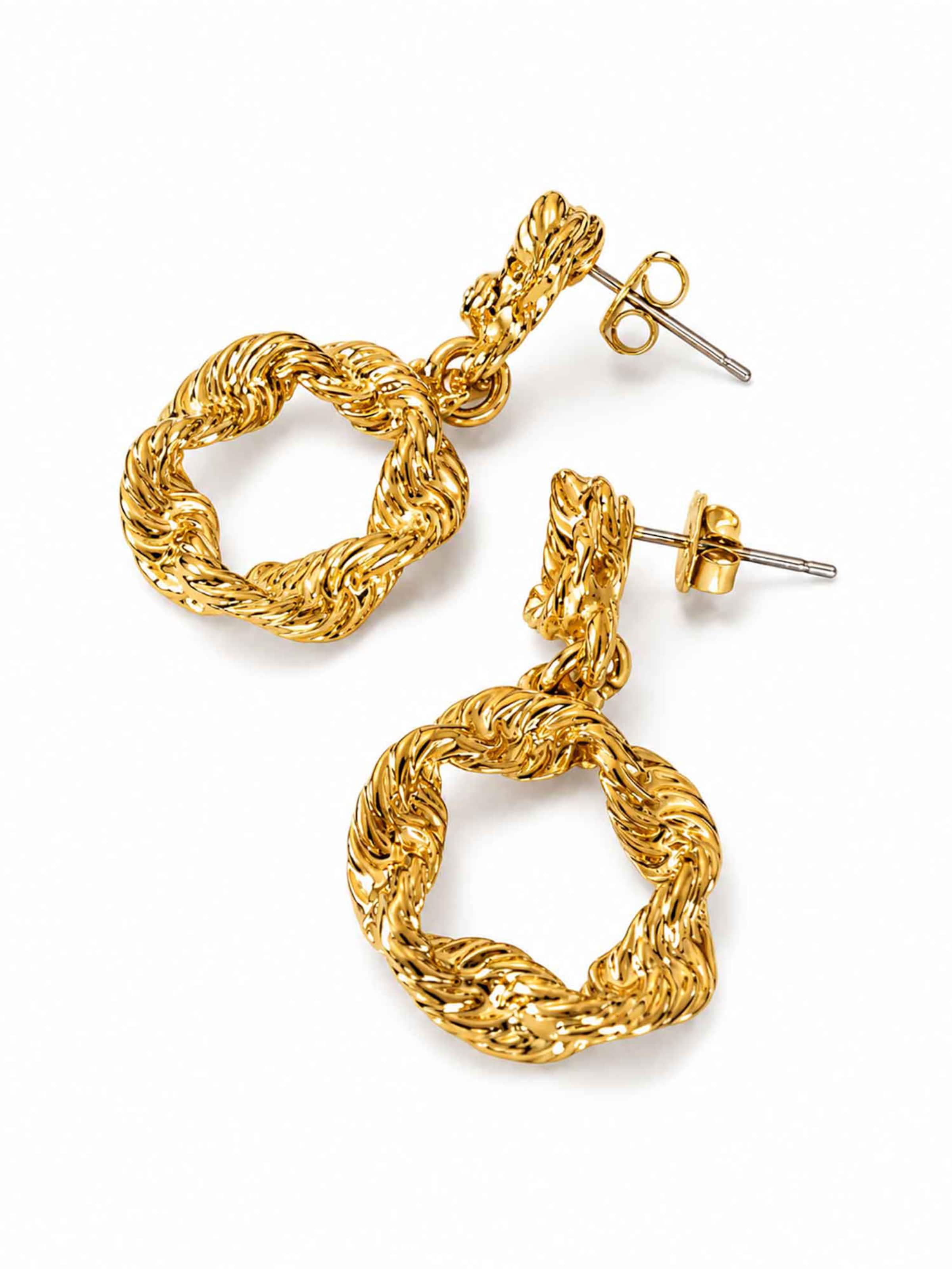 RteRme - Pendientes 'Twisted Gold Hoop Drop Earrings' en oro