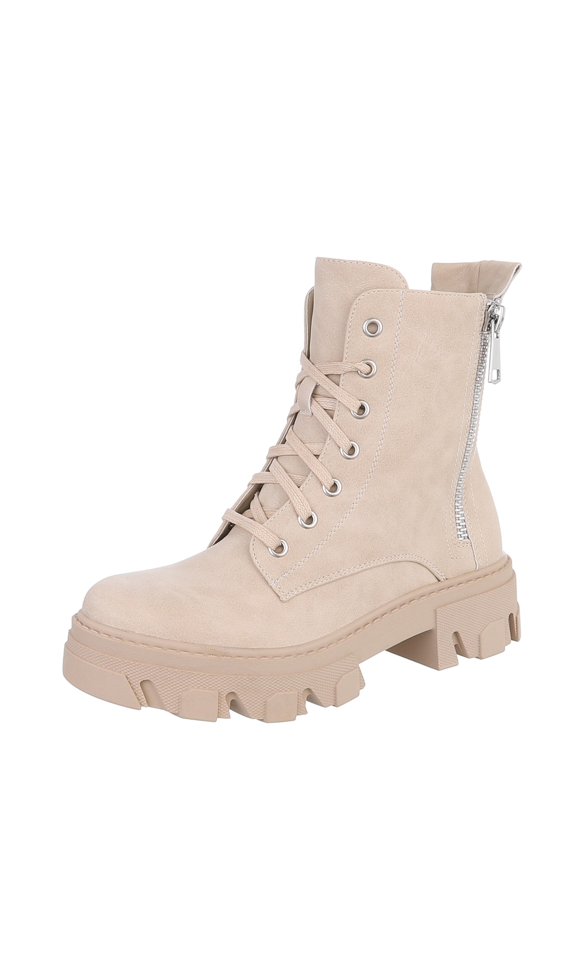 Ital-Design Schnürstiefelette in Beige: Vorderseite