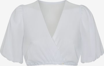 WALDORFF Dirndlbluse 'Lejla' aus fließendem Chiffon in Beige: Vorderseite