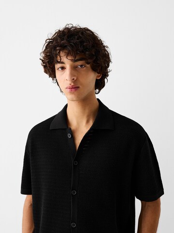 Bershka Regular fit Button Up Shirt in Black