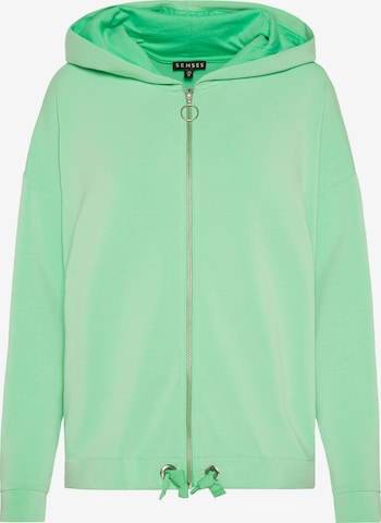 SENSES.THE LABEL Zip-Up Hoodie in Green: front