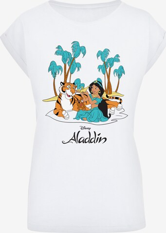 F4NT4STIC Shirt 'Disney Aladdin Jasmine Abu Rajah Beach' in Wit: voorkant