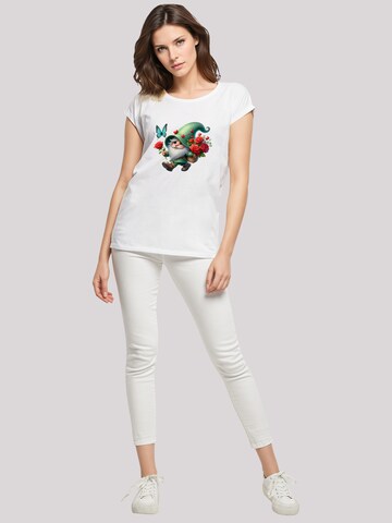T-shirt 'Gnom Frühling Blumen Schmetterling' F4NT4STIC en blanc