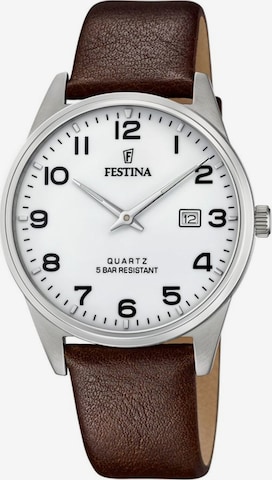 Montre à affichage analogique 'Festina - Date watch ACERO CLASICO - Quartz watch movement - Watch case width: 39.3 mm' FESTINA en blanc : devant