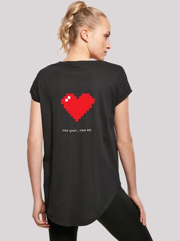 F4NT4STIC Shirt 'Pixel Herz Happy New Year Silvester' in Black