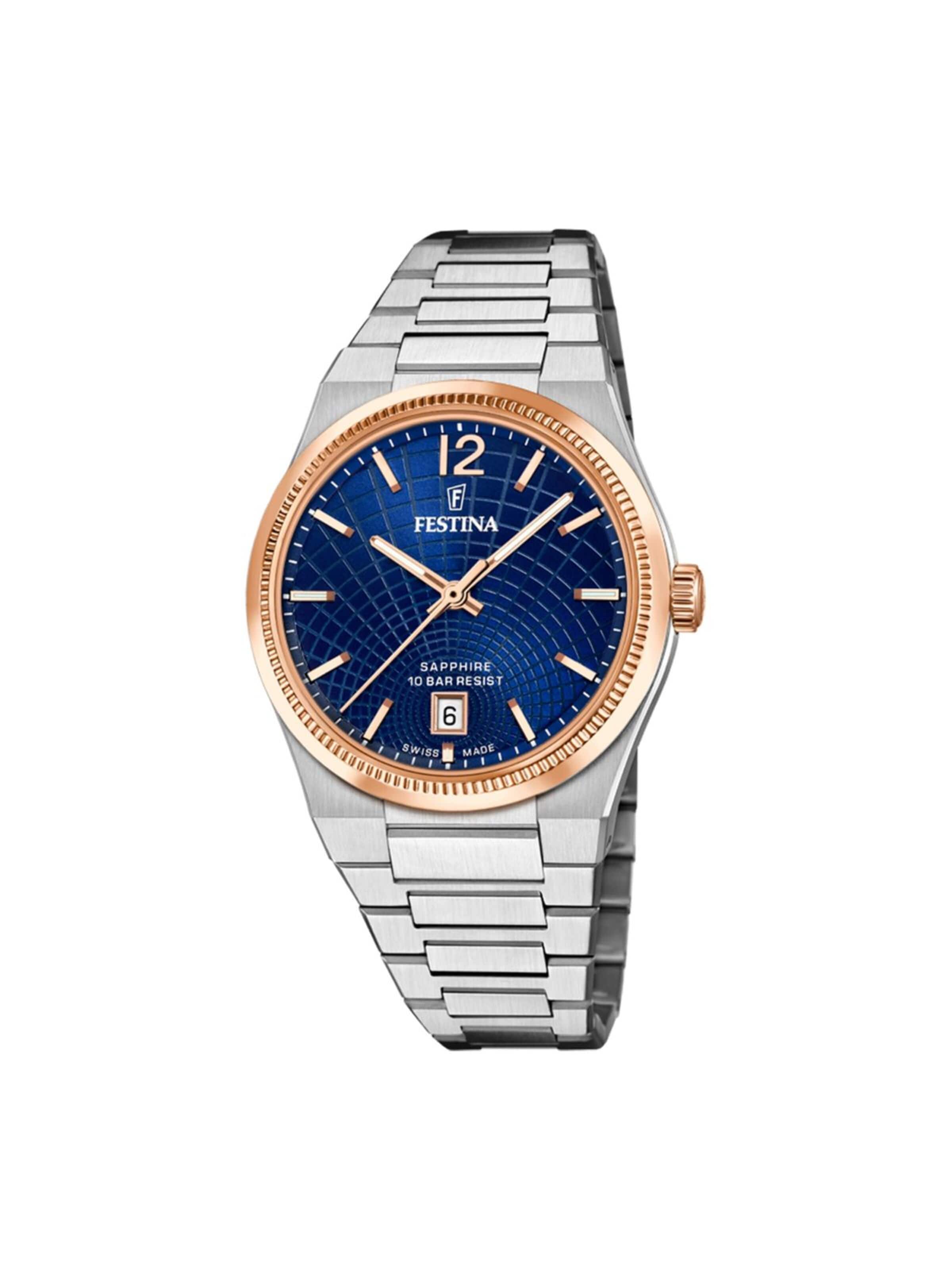 Montre à affichage analogique 'Rive Collection Swiss' FESTINA en bleu : devant