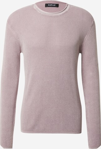 REPLAY Sweter w kolorze fioletowy: przód