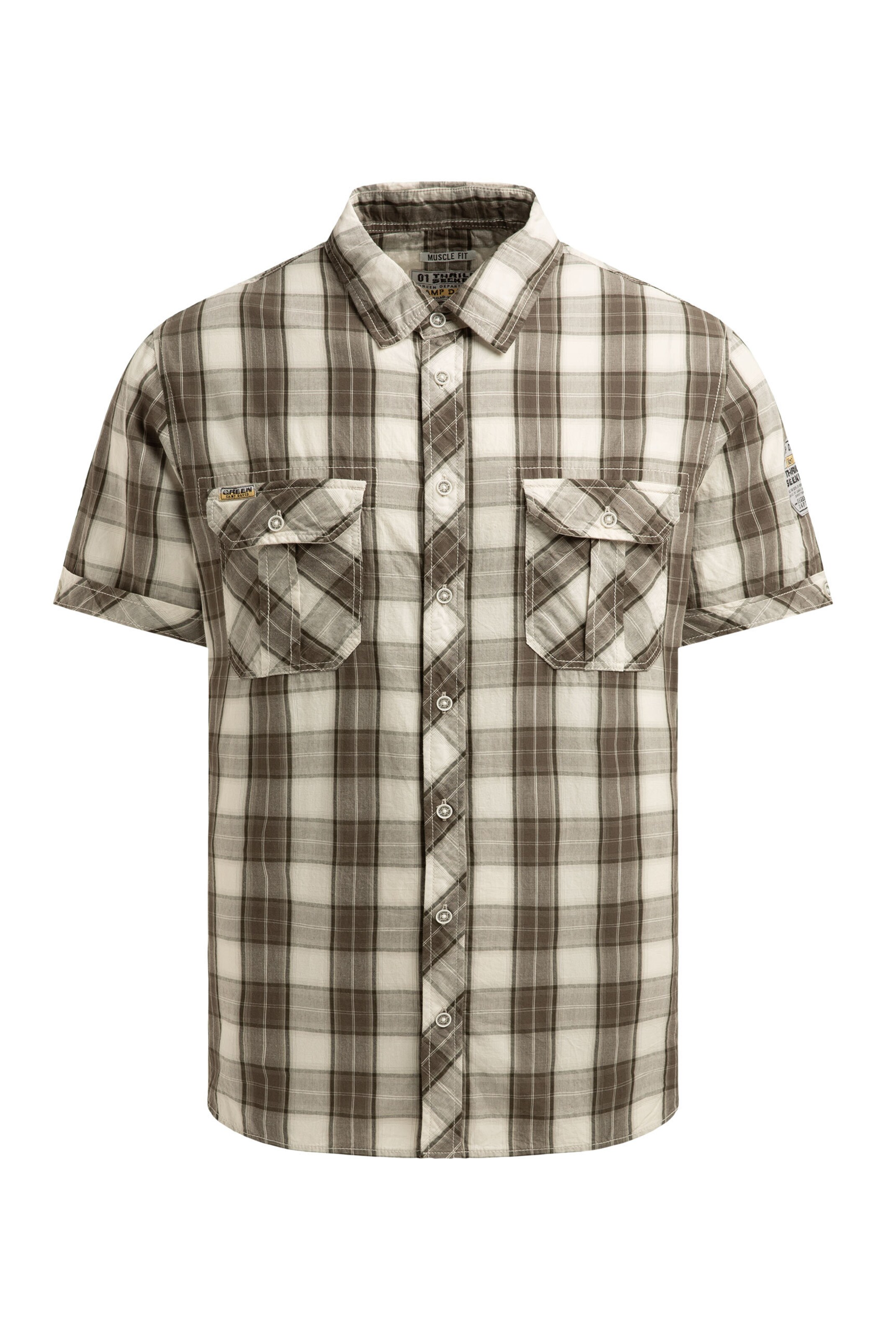 CAMP DAVID Slim fit Button Up Shirt in Brown: front