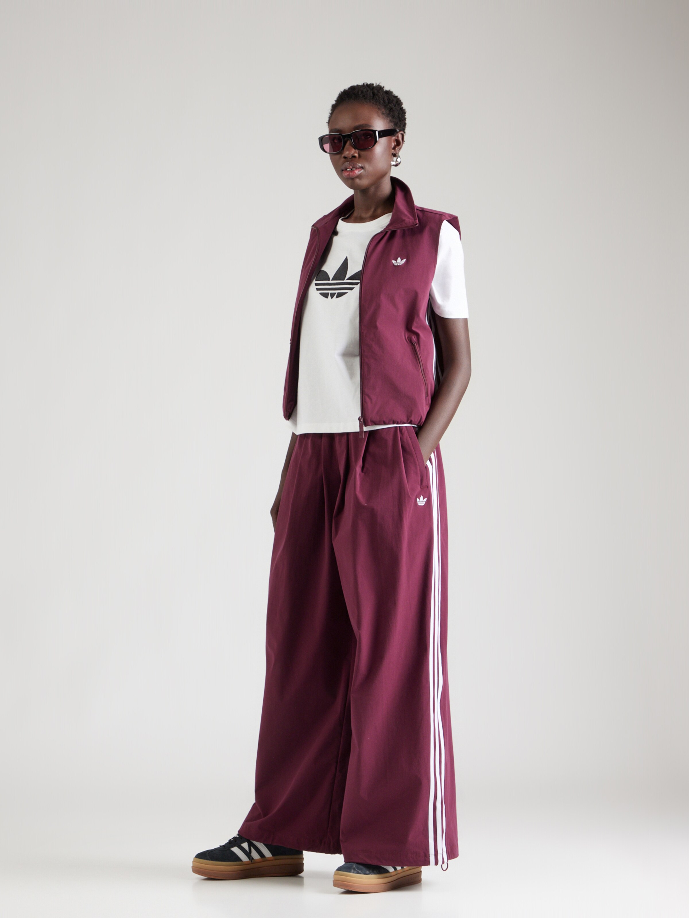 ADIDAS ORIGINALS Wide leg Pantaloni 'Adilenium 5.0' pe Roșu Vin